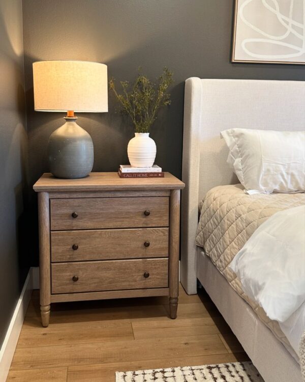 Modern Table Lamp with Drum-Shaped Fabric Shade & LED Bulb Included - Image 3